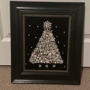 Elegant Black Framed Holiday Tree Art